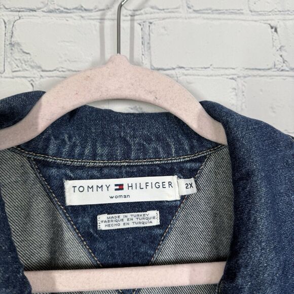 Tommy Hilfiger Trucker Jean Jacket Women Plus 2X Denim Cotton Western Cowboy - Picture 6 of 11